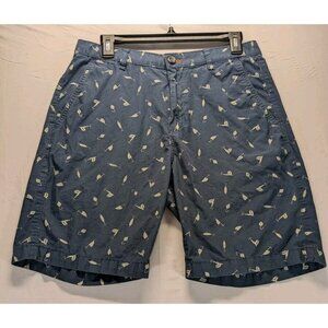 Eddie Bauer Mens Blue/White Fishing Lure Bait Pattern Relaxed Fit Shorts 30
